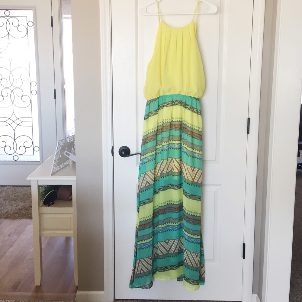 UMGEE yellow and multi colored maxi dress